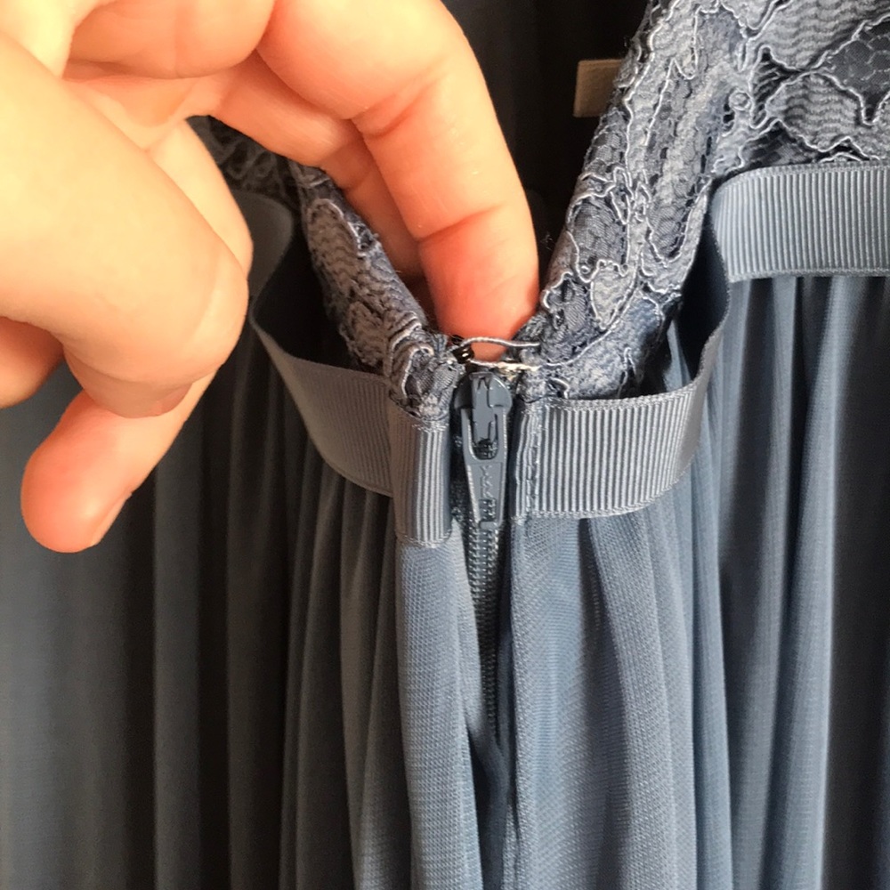 David’s bridal F19608 steel blue bridesmaids dress - Picture 6 of 8